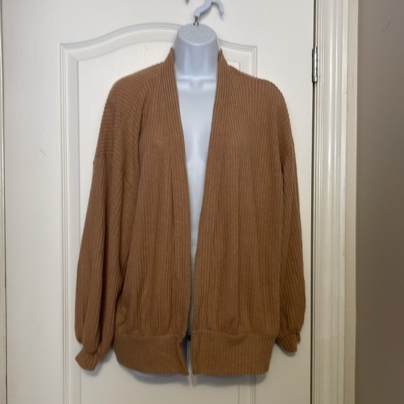 Lush Sweaters - Lush Womens Waffle Brushed Open Front Balloon Sleeve Sweater Cardigan Size Small